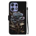 For Motorola Edge 50 Pro Crystal Texture Colored Drawing Leather Phone Case(Black Rose) - 3