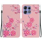 For Motorola Edge 50 Pro Crystal Texture Colored Drawing Leather Phone Case(Cherry Blossoms) - 1