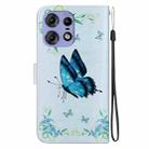 For Motorola Edge 50 Pro Crystal Texture Colored Drawing Leather Phone Case(Blue Pansies) - 3