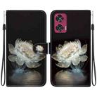 For Motorola Edge 50 Fusion Crystal Texture Colored Drawing Leather Phone Case(Crystal Peony) - 1