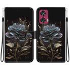 For Motorola Edge 50 Fusion Crystal Texture Colored Drawing Leather Phone Case(Black Rose) - 1