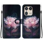 For Motorola Edge 50 Ultra Crystal Texture Colored Drawing Leather Phone Case(Purple Peony) - 1