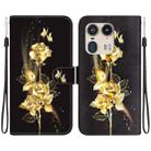 For Motorola Edge 50 Ultra Crystal Texture Colored Drawing Leather Phone Case(Gold Butterfly Rose) - 1