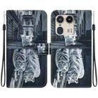 For Motorola Edge 50 Ultra Crystal Texture Colored Drawing Leather Phone Case(Cat Tiger Reflection) - 1