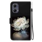 For Motorola Edge 2024 Crystal Texture Colored Drawing Leather Phone Case(Crystal Peony) - 3