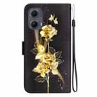 For Motorola Edge 2024 Crystal Texture Colored Drawing Leather Phone Case(Gold Butterfly Rose) - 3