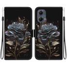 For Motorola Edge 2024 Crystal Texture Colored Drawing Leather Phone Case(Black Rose) - 1