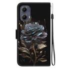 For Motorola Edge 2024 Crystal Texture Colored Drawing Leather Phone Case(Black Rose) - 3