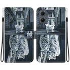 For Motorola Edge 2024 Crystal Texture Colored Drawing Leather Phone Case(Cat Tiger Reflection) - 1