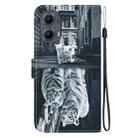 For Motorola Edge 2024 Crystal Texture Colored Drawing Leather Phone Case(Cat Tiger Reflection) - 3