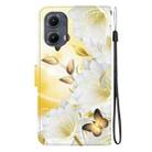 For Motorola Edge 2024 Crystal Texture Colored Drawing Leather Phone Case(Gold Butterfly Epiphyllum) - 3