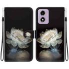 For Motorola Moto G04s / Moto E14 Crystal Texture Colored Drawing Leather Phone Case(Crystal Peony) - 1