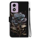 For Motorola Moto G04s / Moto E14 Crystal Texture Colored Drawing Leather Phone Case(Black Rose) - 3