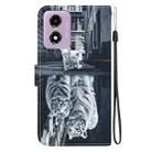 For Motorola Moto G04s / Moto E14 Crystal Texture Colored Drawing Leather Phone Case(Cat Tiger Reflection) - 3