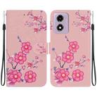 For Motorola Moto G04s / Moto E14 Crystal Texture Colored Drawing Leather Phone Case(Cherry Blossoms) - 1