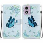 For Motorola Moto G04s / Moto E14 Crystal Texture Colored Drawing Leather Phone Case(Blue Pansies) - 1