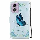 For Motorola Moto G04s / Moto E14 Crystal Texture Colored Drawing Leather Phone Case(Blue Pansies) - 3