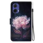 For Motorola Moto G85 Crystal Texture Colored Drawing Leather Phone Case(Purple Peony) - 3