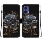 For Motorola Moto G85 Crystal Texture Colored Drawing Leather Phone Case(Black Rose) - 1