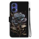 For Motorola Moto G85 Crystal Texture Colored Drawing Leather Phone Case(Black Rose) - 3