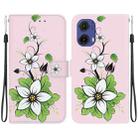 For Motorola Moto G85 Crystal Texture Colored Drawing Leather Phone Case(Lily) - 1