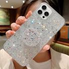 For iPhone 15 Pro Max Starry Sequin Round Stand Epoxy TPU Phone Case(Silver) - 1