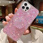 For iPhone 15 Pro Starry Sequin Round Stand Epoxy TPU Phone Case(Pink) - 1