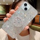 For iPhone 15 Plus Starry Sequin Round Stand Epoxy TPU Phone Case(Silver) - 1