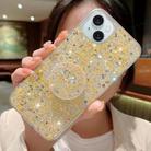 For iPhone 15 Starry Sequin Round Stand Epoxy TPU Phone Case(Yellow) - 1