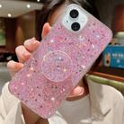 For iPhone 15 Starry Sequin Round Stand Epoxy TPU Phone Case(Pink) - 1