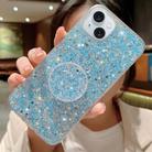 For iPhone 14 Plus Starry Sequin Round Stand Epoxy TPU Phone Case(Blue) - 1