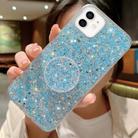 For iPhone 12 Starry Sequin Round Stand Epoxy TPU Phone Case(Blue) - 1