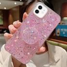 For iPhone 12 Starry Sequin Round Stand Epoxy TPU Phone Case(Pink) - 1