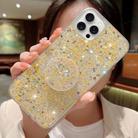For iPhone 12 Pro Max Starry Sequin Round Stand Epoxy TPU Phone Case(Yellow) - 1