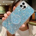For iPhone 12 Pro Max Starry Sequin Round Stand Epoxy TPU Phone Case(Blue) - 1