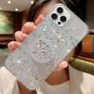 For iPhone 12 Pro Max Starry Sequin Round Stand Epoxy TPU Phone Case(Silver) - 1