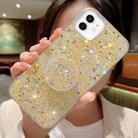 For iPhone 12 mini Starry Sequin Round Stand Epoxy TPU Phone Case(Yellow) - 1