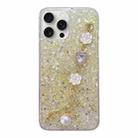 For iPhone 15 Pro Max Starry Sequin Love Gem Chain Epoxy TPU Phone Case(Yellow) - 1