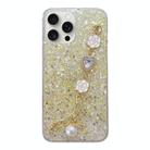 For iPhone 15 Pro Starry Sequin Love Gem Chain Epoxy TPU Phone Case(Yellow) - 1