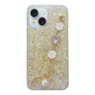 For iPhone 15 Starry Sequin Love Gem Chain Epoxy TPU Phone Case(Yellow) - 1