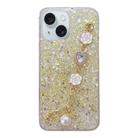 For iPhone 14 Starry Sequin Love Gem Chain Epoxy TPU Phone Case(Yellow) - 1