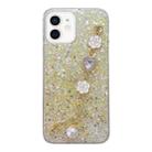 For iPhone 12 Starry Sequin Love Gem Chain Epoxy TPU Phone Case(Yellow) - 1