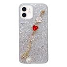 For iPhone 12 mini Starry Sequin Love Gem Chain Epoxy TPU Phone Case(Silver) - 1