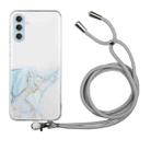 For Samsung Galaxy S24+ 5G Hollow Marble Pattern TPU Shockproof Phone Case with Rope(Grey) - 1