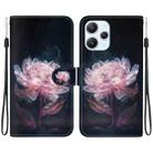 For Xiaomi Redmi 12 Crystal Texture Colored Drawing Leather Phone Case(Purple Peony) - 1