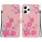 For Xiaomi Redmi 12 Crystal Texture Colored Drawing Leather Phone Case(Cherry Blossoms) - 1