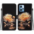 For Xiaomi Redmi Note 12 4G Global Crystal Texture Colored Drawing Leather Phone Case(Gold Peony) - 1