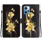 For Xiaomi Redmi Note 12 4G Global Crystal Texture Colored Drawing Leather Phone Case(Gold Butterfly Rose) - 1