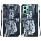 For Xiaomi Redmi Note 12 5G Crystal Texture Colored Drawing Leather Phone Case(Cat Tiger Reflection) - 1