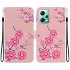 For Xiaomi Redmi Note 12 5G Crystal Texture Colored Drawing Leather Phone Case(Cherry Blossoms) - 1